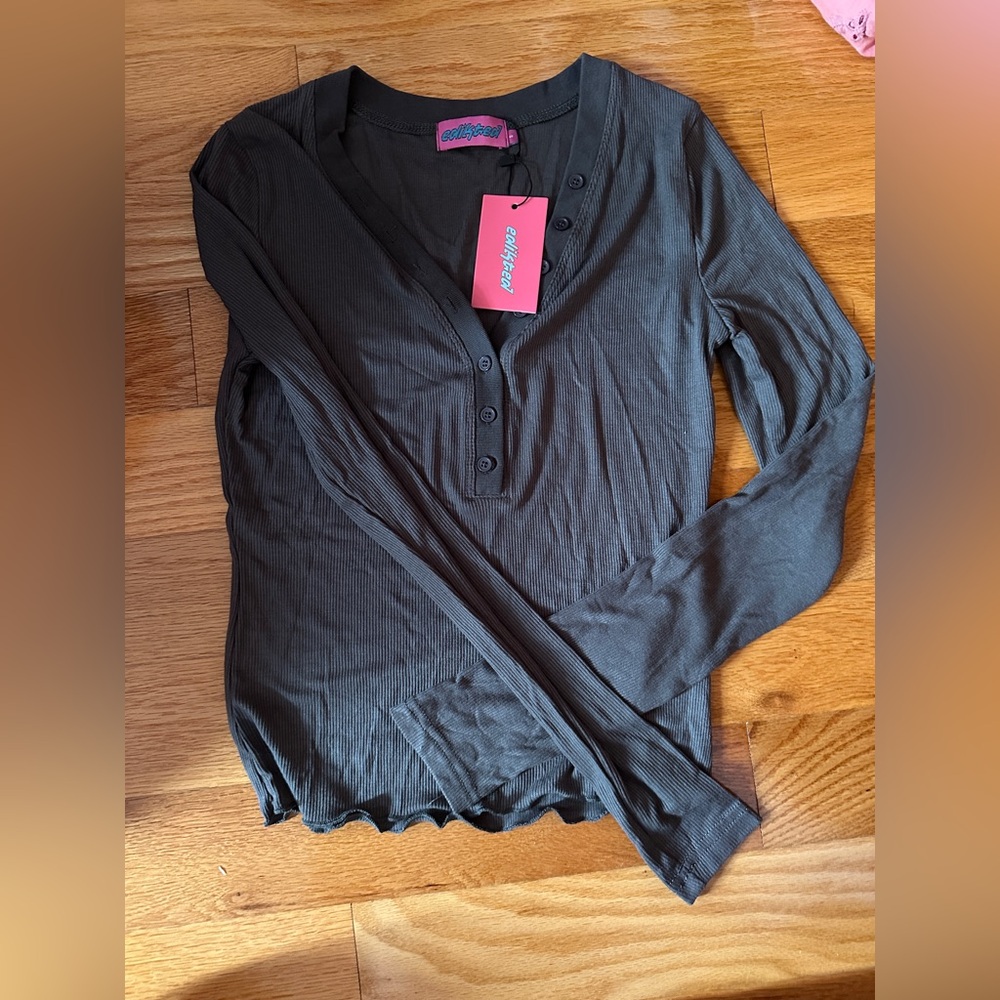 Edikted Women's Top in Charcoal Gray